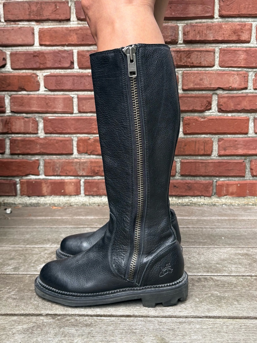 John Fluevog Black Leather Knee High Boots